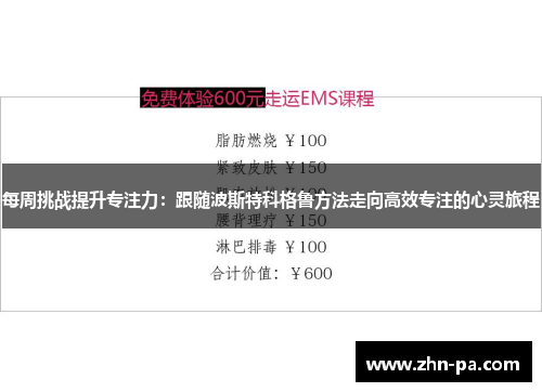 每周挑战提升专注力:跟随波斯特科格鲁方法走向高效专注的心灵旅程 每周挑战提升专注力:跟随波斯特科格鲁方法走向高效专注的心灵旅程